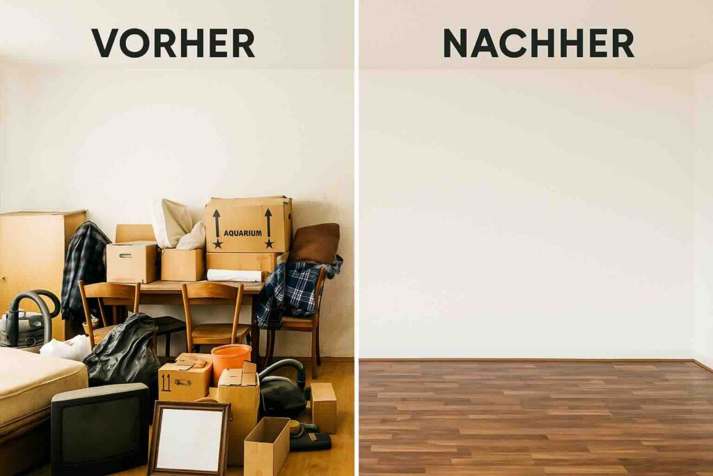 Entrümpelung Wien Vorher-Nachher Bild – professionelle Räumung Vergleich